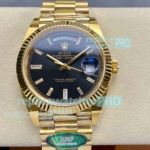 ARF Rolex Gain Weight Day-Date Super Clone 3255 Watch Black Dial with Baguettes 